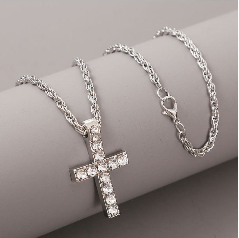 Cross Pendant Necklaces For Women Men Punk Hiphop Rope Chain On Neck Rapper Jewelry