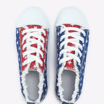 Multicolor American Flag Stars Printed Frayed Detail Lace-up Shoes