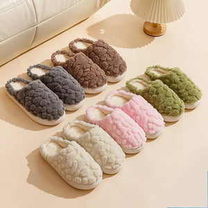 Home Fuzzy Slipper Unisex Cartoon Winter Plush Slipper Anti-Skid Soft Soled Cotton Shoes Comfy Outdoor Couple Slippers