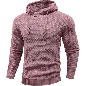 Zaitun Mens Hooded Sweatshirt Long Sleeve Solid Knitted Hoodie Pullover Sweater