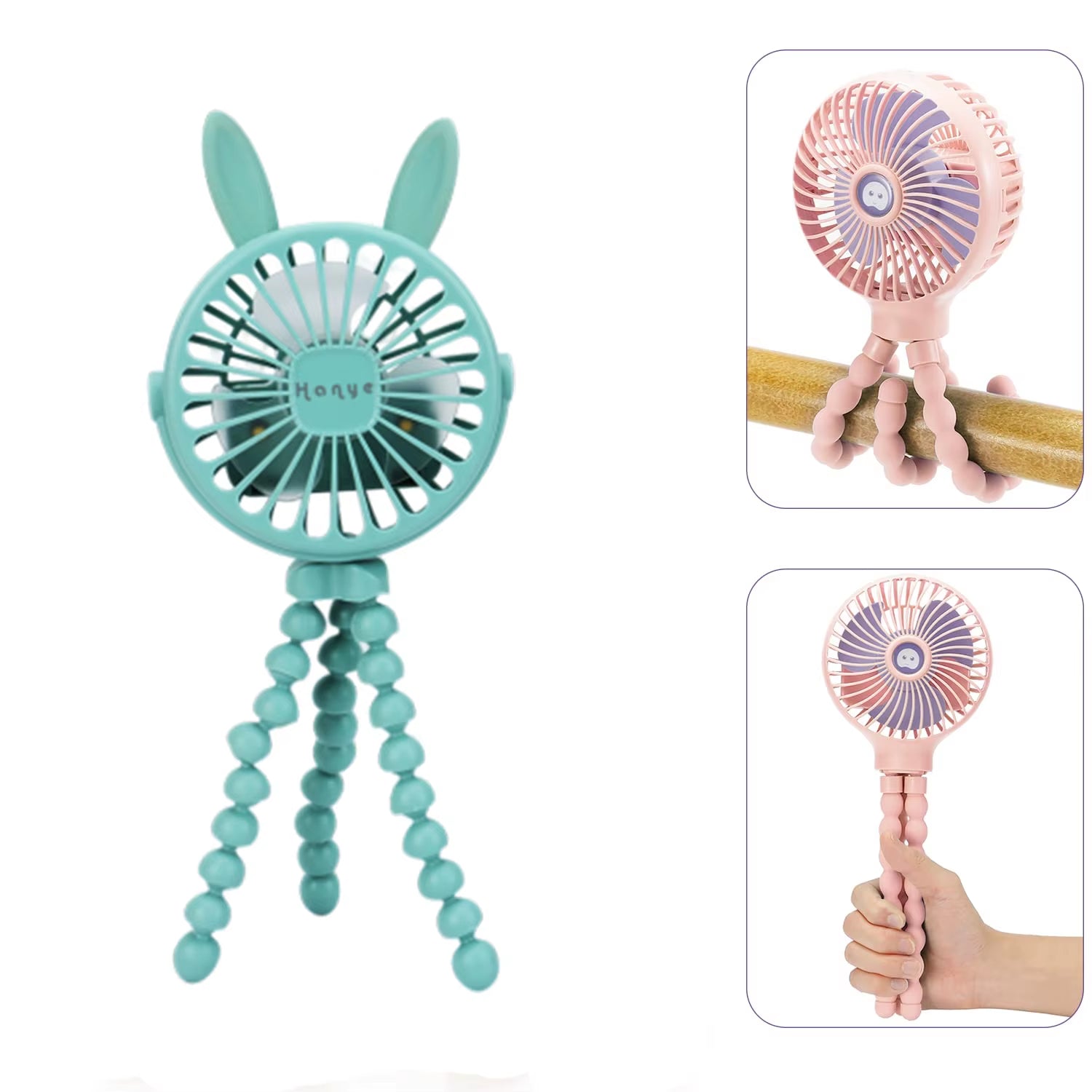 Fan for Cart Stroller Fan Portable Outdoor Fan Clip on for Baby 600Mah USB Rechargeable Handheld Electric Fan for Home 3 Speeds