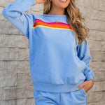 Beau Blue Striped Accent Pullover and Shorts Two Piece Casual Set