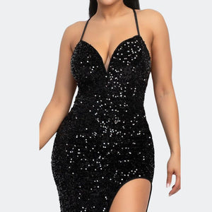 Sandie Sequin-Studded Sweetheart Neckline Sleeveless Dress Fit Formal Comfortable Party Polyester