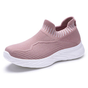 Striped Flat Sneakers Fashion Lightweight Breathable Socks Flats Shoes For Women Slip On Sports Shoes