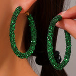 Dark Green St. Patricks Fashion Daring Sequin Loop Earrings