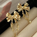 Gold Bow Knot Plated Alloy Stud Earrings