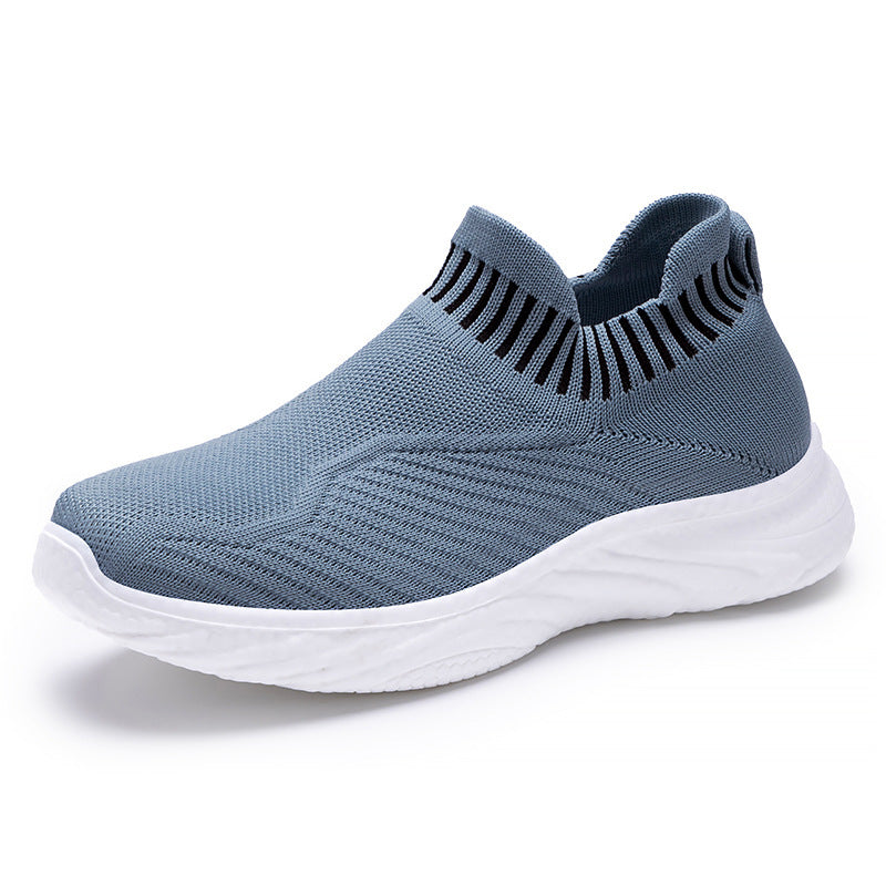 Striped Flat Sneakers Fashion Lightweight Breathable Socks Flats Shoes For Women Slip On Sports Shoes