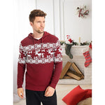 Zaitun Mens Hooded Sweatshirt Long Sleeve Solid Knitted Hoodie Pullover Sweater