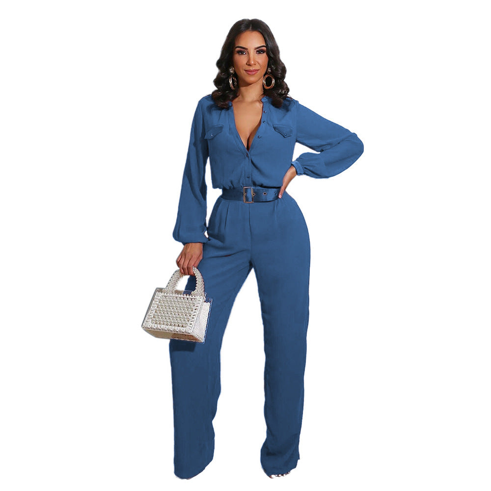 Fashion Loose Women's Solid Color Jumpsuit