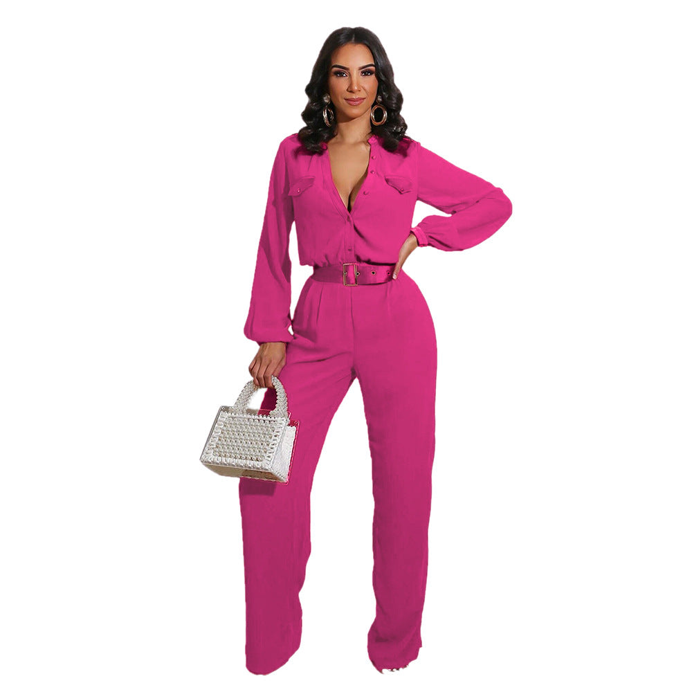 Fashion Loose Women's Solid Color Jumpsuit