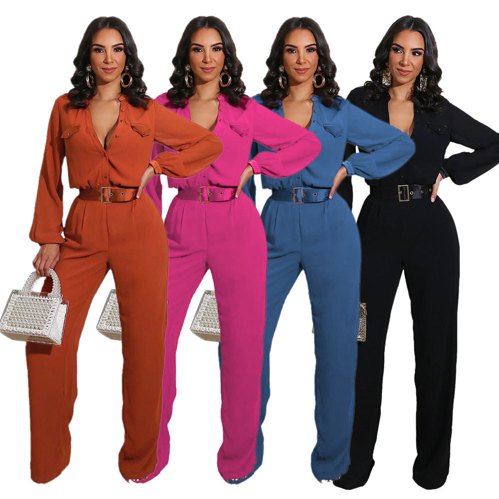 Fashion Loose Women's Solid Color Jumpsuit