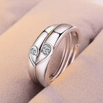 Silver heart diamond ring couple love wedding ring engagement diamond ring men and women marriage wedding heart