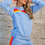 Beau Blue Striped Accent Pullover and Shorts Two Piece Casual Set