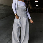 Light Gray Casual Suspender Wide-leg Jumpsuit