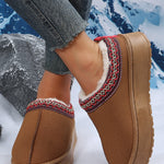 Chestnut Contrast Print Suede Plush Lined Snow Boots