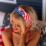 Multicolor American Flag Bow Knot Wide Headband