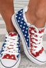 Multicolor American Flag Stars Printed Frayed Detail Lace-up Shoes