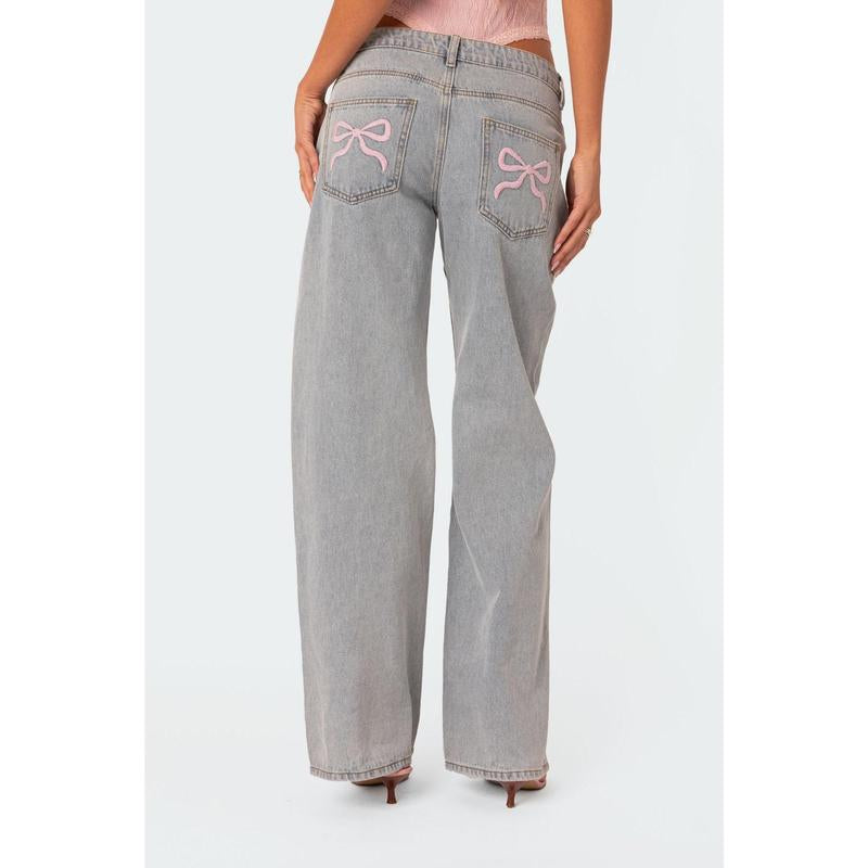 Bow Pocket Relaxed Jeans