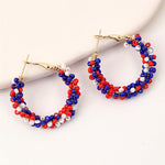 Fiery Red Flag Day Beaded Hoop Earrings