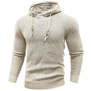 Zaitun Mens Hooded Sweatshirt Long Sleeve Solid Knitted Hoodie Pullover Sweater