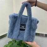 Winter Woolen Faux Fur Teddy Curl Plush the Tote Bag Retro Large Capacity Handbag Simple Shoulder Designer Women Black Handbag