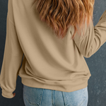 Apricot Bow Pattern Drop Shoulder Plus Size Sweatshirt