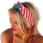 Multicolor American Flag Bow Knot Wide Headband