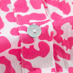 Bright Pink Leopard Printed Long Sleeve Buttoned Front Mini Dress