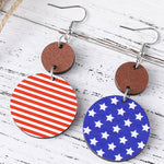 Dark Blue 4th of July Wooden Flag Earrings