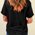 Black Chenille Heart hey sugar Patched Crewneck Valentines Tee