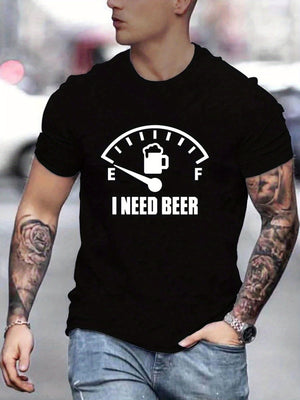 I Long For A Glass Of Beer, Printed Men's Comfortable T-shirt, Men's Summer Outdoor Clothing, Men's Clothing, Men's Top