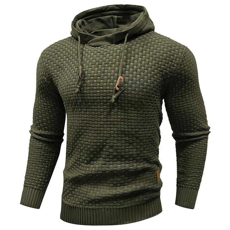 Zaitun Mens Hooded Sweatshirt Long Sleeve Solid Knitted Hoodie Pullover Sweater