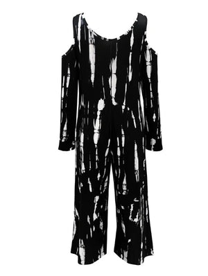 Women's V-neck Irregular Tie Dye Off Shoulder Fashion Jumpsuit