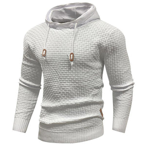 Zaitun Mens Hooded Sweatshirt Long Sleeve Solid Knitted Hoodie Pullover Sweater