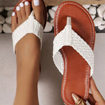 White Braided Strap PU Leather Flip Flop