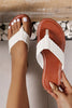 White Braided Strap PU Leather Flip Flop