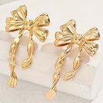 Gold Bow Knot Plated Alloy Stud Earrings