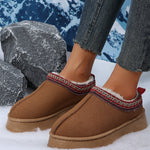 Chestnut Contrast Print Suede Plush Lined Snow Boots