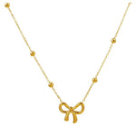 Gold Bowknot Pendant Plated Choker Necklace