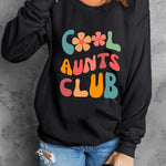 Black Floral COOL AUNTS CLUB Graphic Pullover Sweatshirt