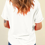 White Sequin Lucky Clover Graphic Crewneck Tee