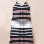 Multicolour Mixed Stripes Spaghetti Straps V Neck Maxi Dress