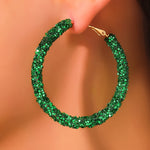 Dark Green St. Patricks Fashion Daring Sequin Loop Earrings