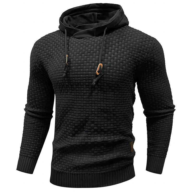 Zaitun Mens Hooded Sweatshirt Long Sleeve Solid Knitted Hoodie Pullover Sweater