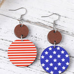 Dark Blue 4th of July Wooden Flag Earrings