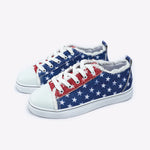 Multicolor American Flag Stars Printed Frayed Detail Lace-up Shoes