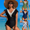 Swimsuit Women's Nylon Plain Flounced Sleeve One-piece