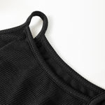 Black Racerback Ribbed Knit Drawstring Bodycon Dress