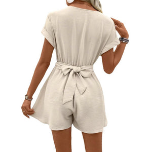 Women's Batwing Sleeve Kinked One-piece Shorts