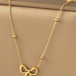 Gold Bowknot Pendant Plated Choker Necklace